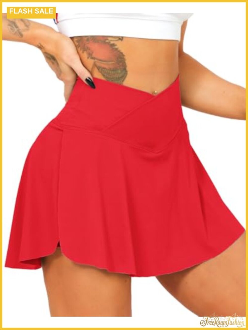 Women's High Waisted Pleated Tennis Skort with Built-in Shorts and Pockets